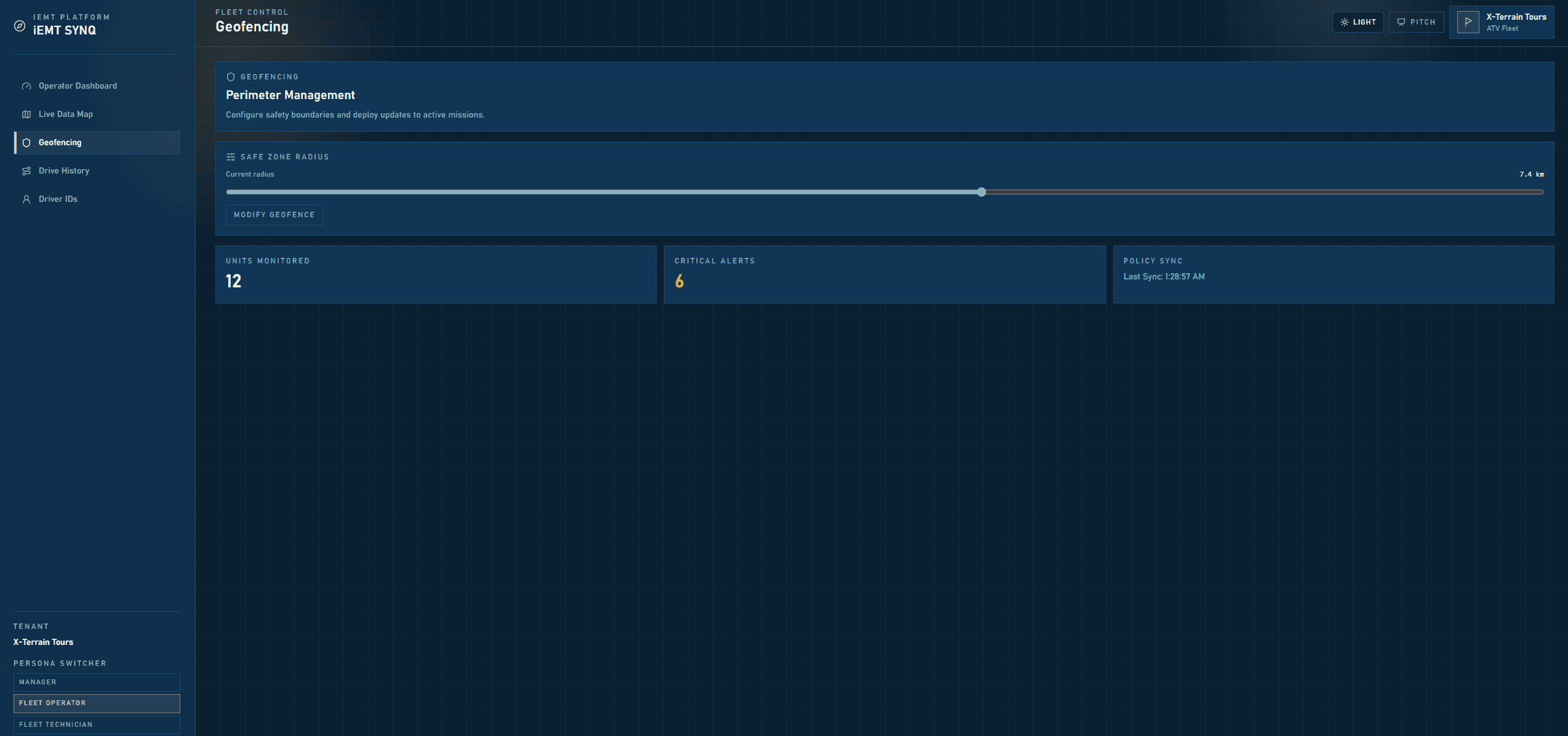 Оператор на автопарк: geofencing