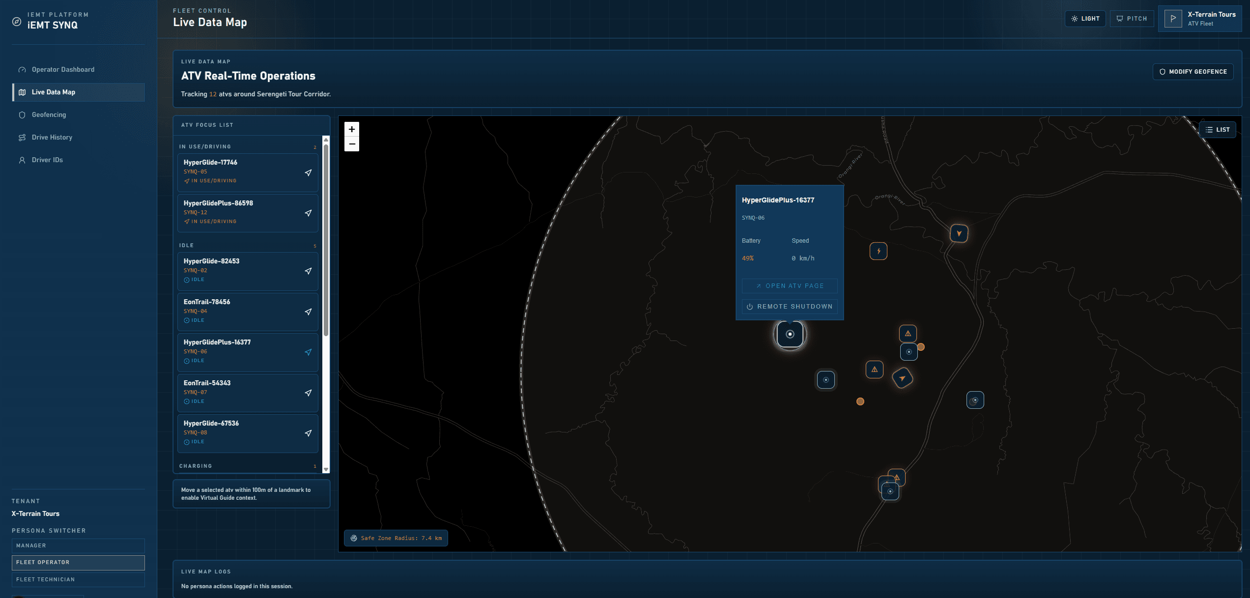 Оператор на автопарк: карта с данни в реално време